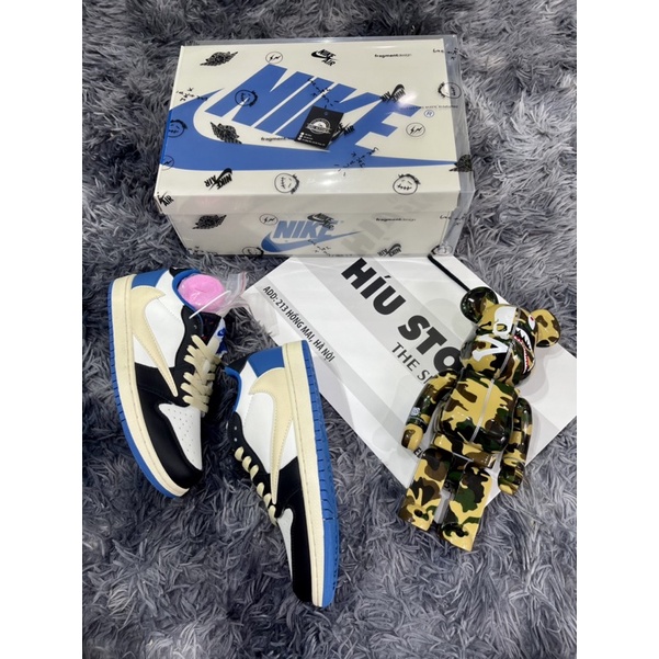 Giầy Thể Thao Tracvis Scott Fragment Design Xanh Trắng Low Best | Đế Khâu -Mông Tròn)