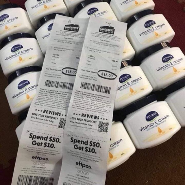 Kem dưỡng da Redwin Vitamin E Cream With Evening Primrose Oil 300g Úc (Hàng chính hãng đầy đủ bill)