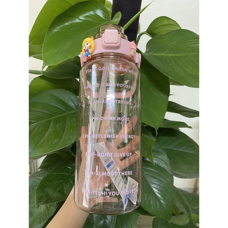 Bình nước nhựa cao cấp siêu to khổng lồ 2 lít siêu cute