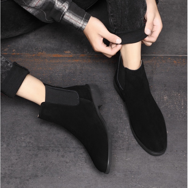 Chelsea boots Nam da lộn màu đen tăng chiều cao