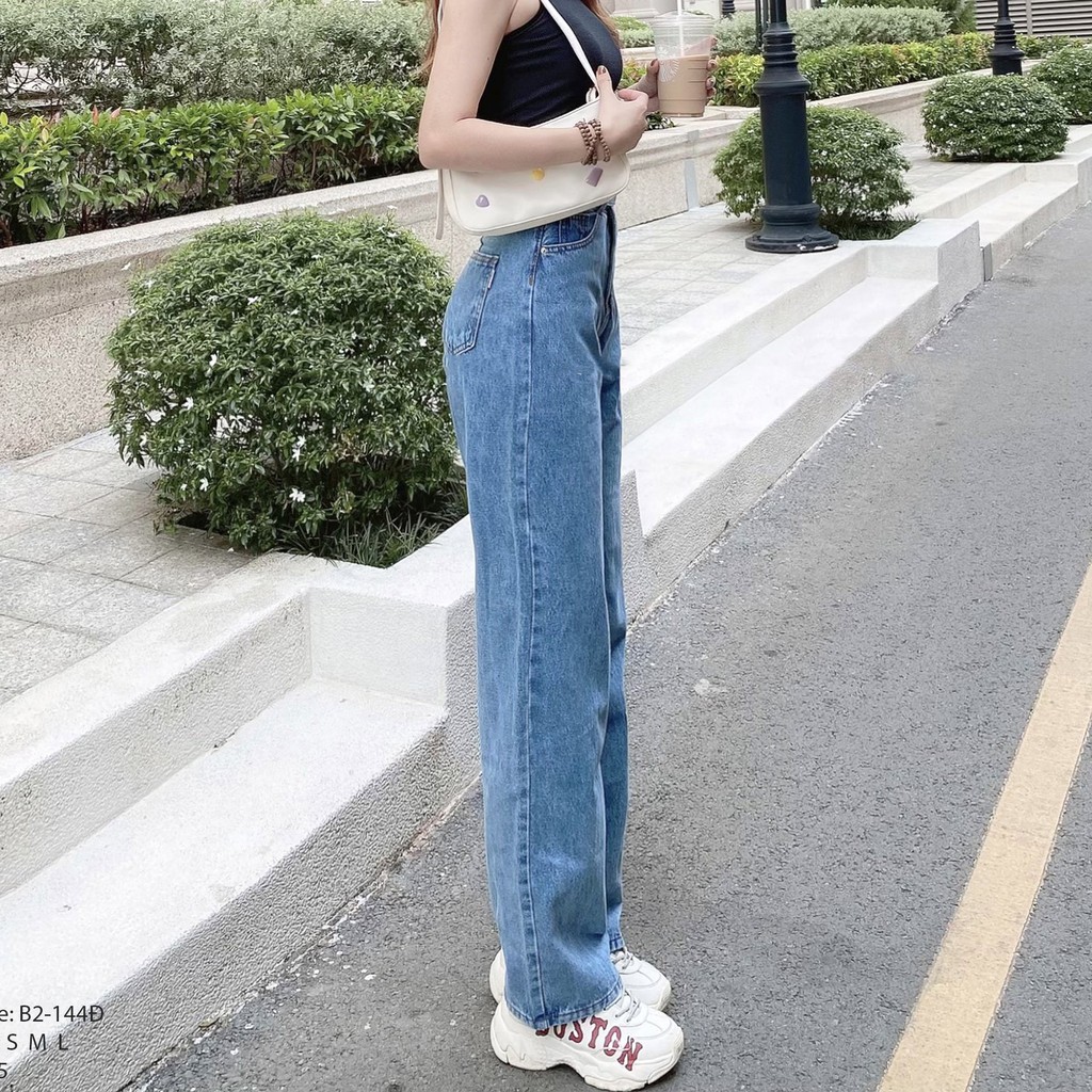 Quần Jean Baggy Nữ Ống Rộng, Lưng Cao, Màu Xanh Nhạt, Dễ Phối Đồ Dành Cho Nữ, Hình Shop Chụp 100%, Cam Kêt Đổi Trả Hàng | BigBuy360 - bigbuy360.vn