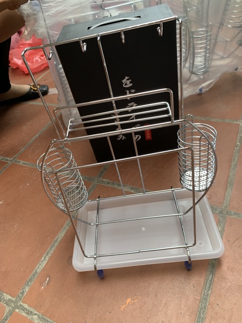 Giá Để Dao Thớt INOX304 Có 2 Ống Cắm Đũa Thìa mã hàng hot