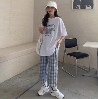 Set áo phông quần kẻ caro