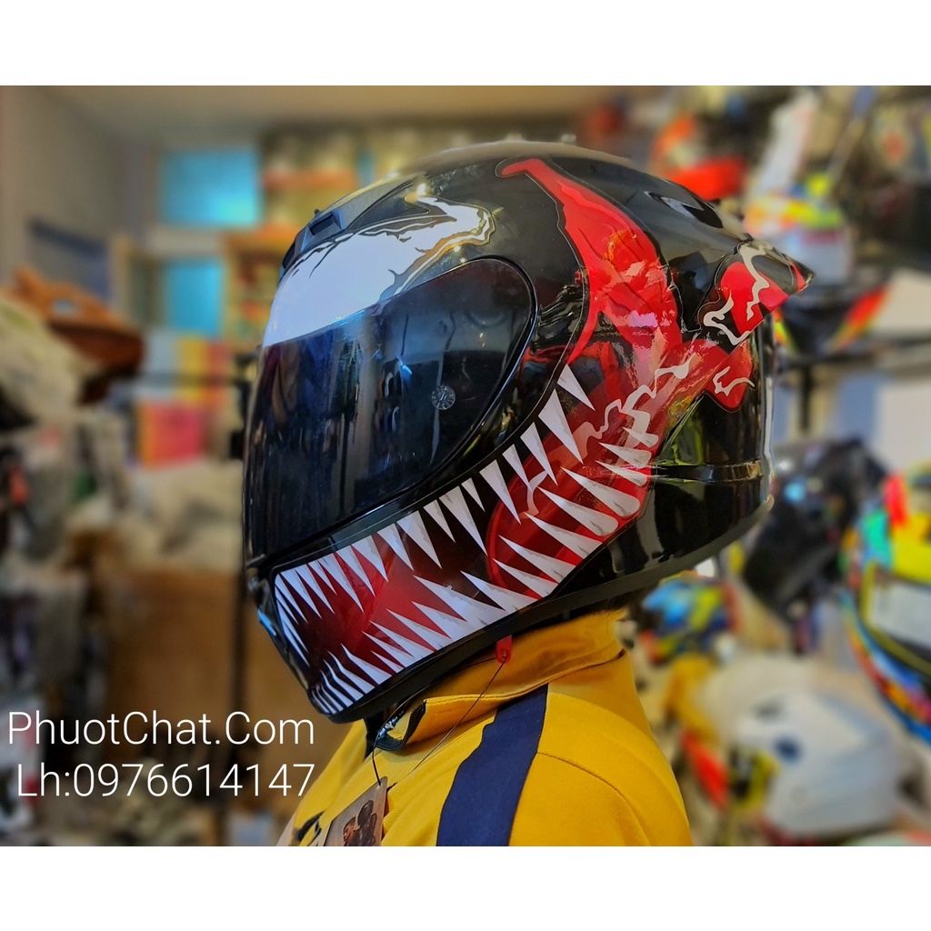 Mũ bảo hiểm 2 kính Fullface M266 đen bóng lên tem Venom