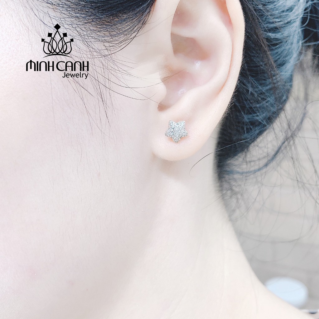 Bông Tai Bạc Sao Phồng Đính Đá - Minh Canh Jewelry