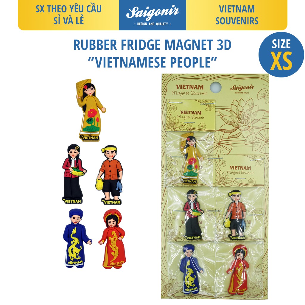 Sỉ và Lẻ Nam Châm Hít Dán Trang Trí Tủ Lạnh Saigonir - Set Nam Châm size Mini Cô Gái Áo Dài - Quà Tặng - Quà Lưu Niệm