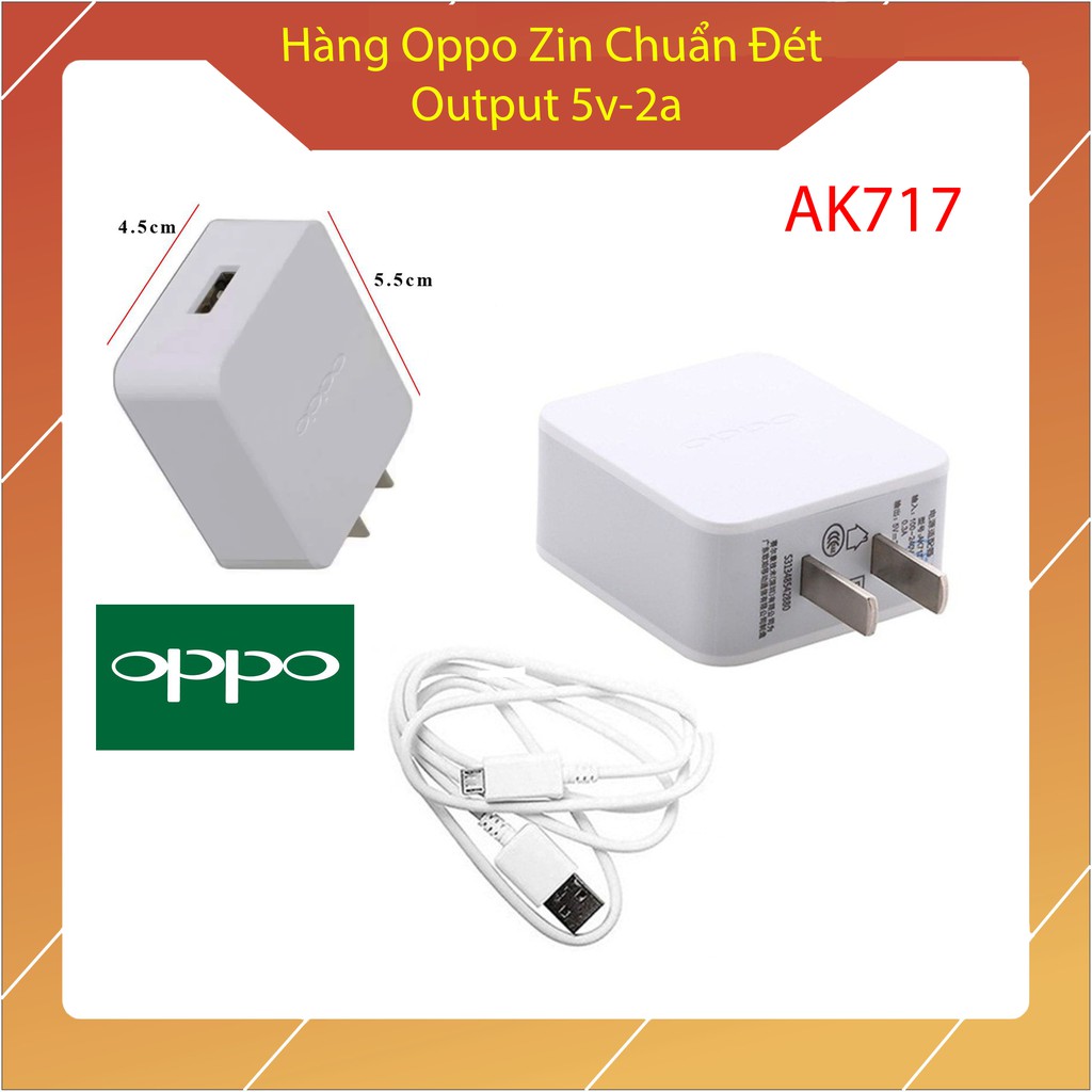 Bộ củ sạc nhanh cho OPPO nguồn 5V-2A mã 717 - Hàng  zin công ty - Bảo hành 6 tháng 1 đổi 1