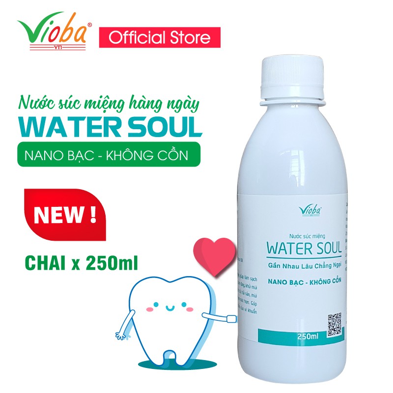 Nước súc miệng Water Soul Vioba Nano bạc 250ml giúp khử mùi hôi, cho hơi thở thơm mát