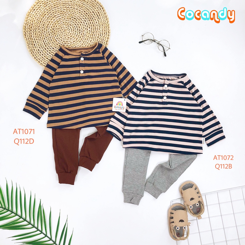 [Cocandy Official Store] Áo thun dài kẻ cho bé