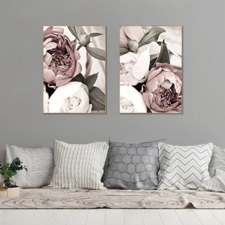 Bộ 2 bức tranh treo phòng ngủ HOA PEONY