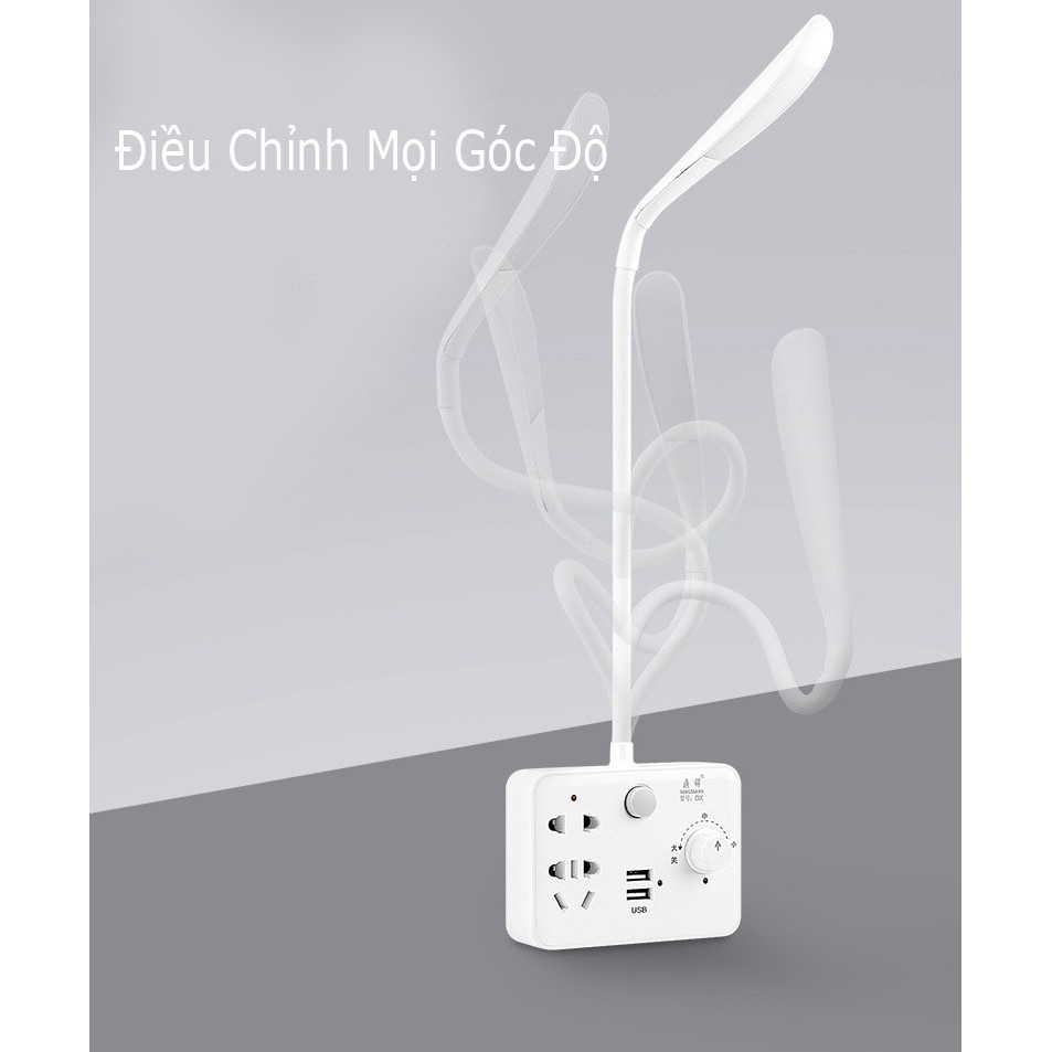 Ổ Cắm Điện Đa Năng 3in1 Có Đèn LED Đọc Sách Xoay 360 - Kiêm 2 Cổng Sạc USB Đang Năng Tiện Lợi - Bảo Hành 3 Tháng