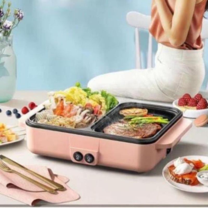 [ HÀNG SIÊU TỐT] Bếp lẩu nướng 2 ngăn 2in1 tiện lợi