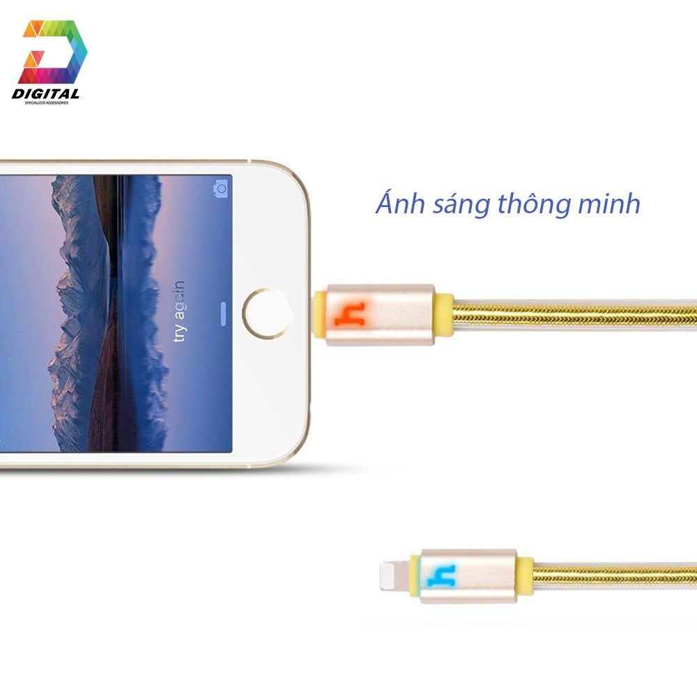 [Mã 2404EL10K giảm 10K đơn 20K] Cáp Sạc iPhone, iPad Hoco UPL12 120cm Có Đèn Báo Sạc