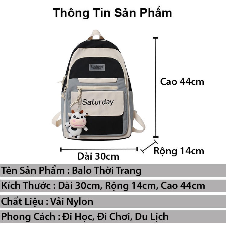 Balo nữ đi học đẹp giá rẻ MISU cặp nam nữ thời trang dễ thương phong cách đeo vai cao cấp