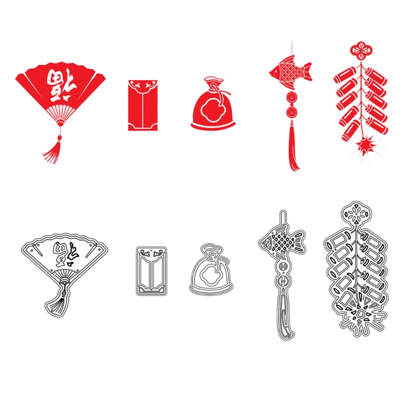 Khuôn cắt giấy làm từ kim loại hình chúc mừng năm mới trang trí album ảnh tự làm