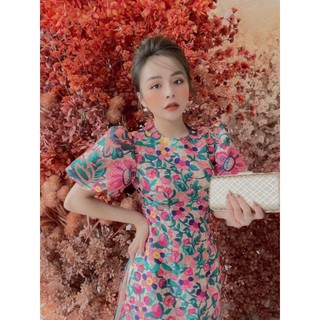 Áo dài hoa gấm in 3d - nn0222