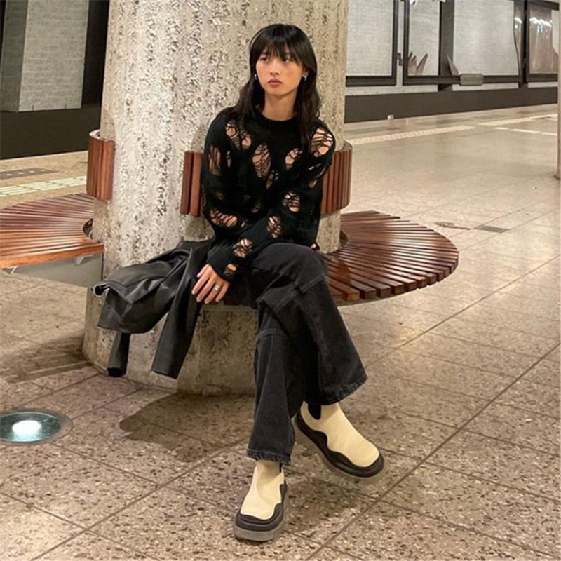 Áo Dệt Kim Nữ Tay Dài Cổ Tròn Màu Trơn 1O1