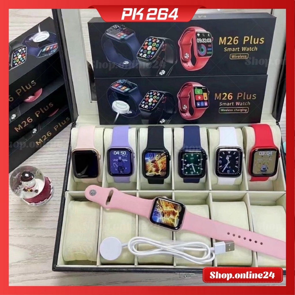 Đồng hồ thông minh M26 Plus Smartwatch Series 6 Nghe gọi Bluetooth Dùng được 2 nút Tràn viền Thời trang