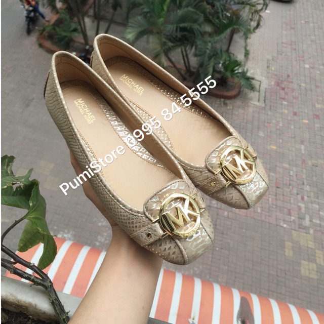 Giày Michael Kors Pale Gold vân da rắn