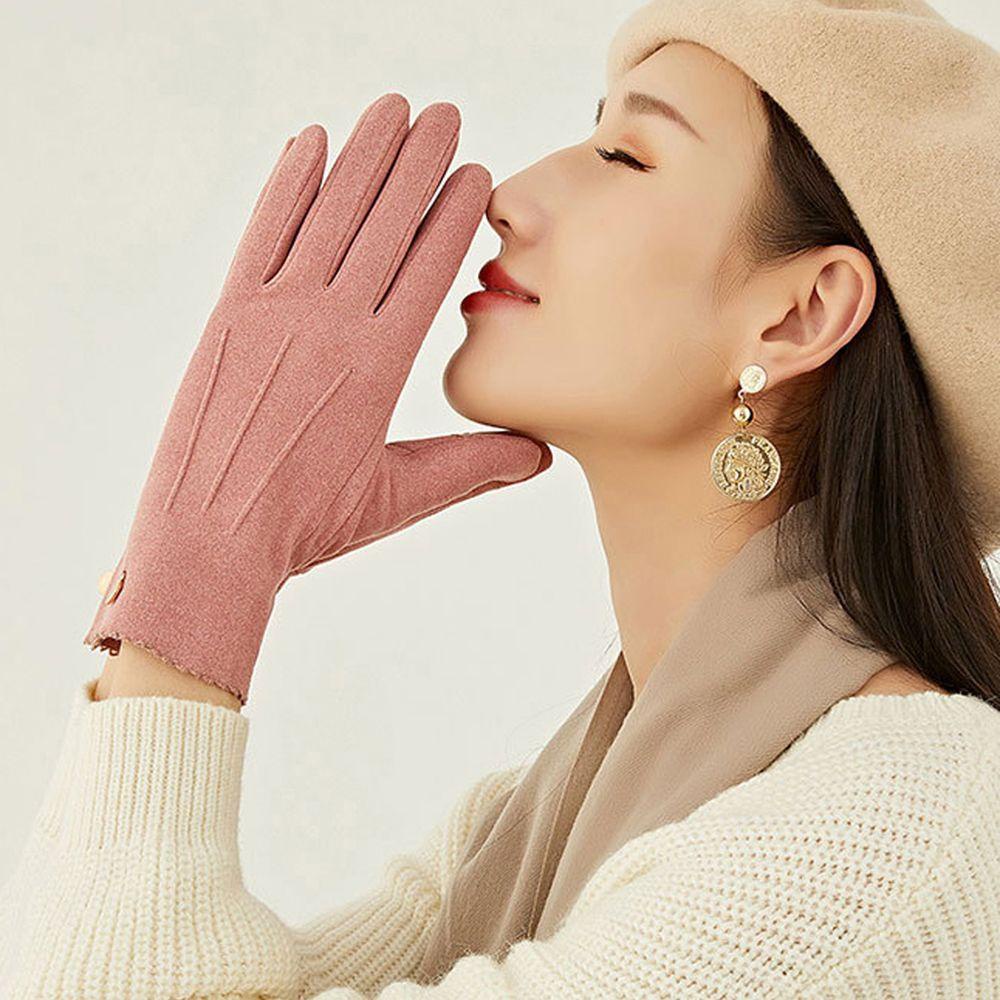 Găng Tay Hở Ngón Chống Gió Màu Trơn Đơn Giản Dành Cho Nữ