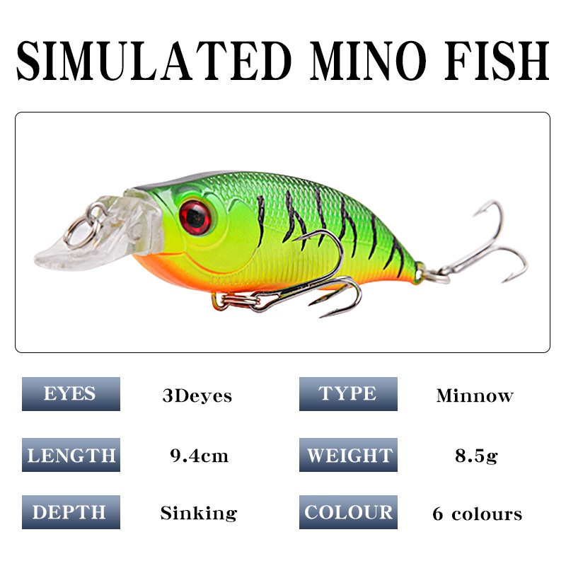 Mồi Câu Cá Giả Bằng Nhựa Cứng 9.4cm8.5g Mắt 3D