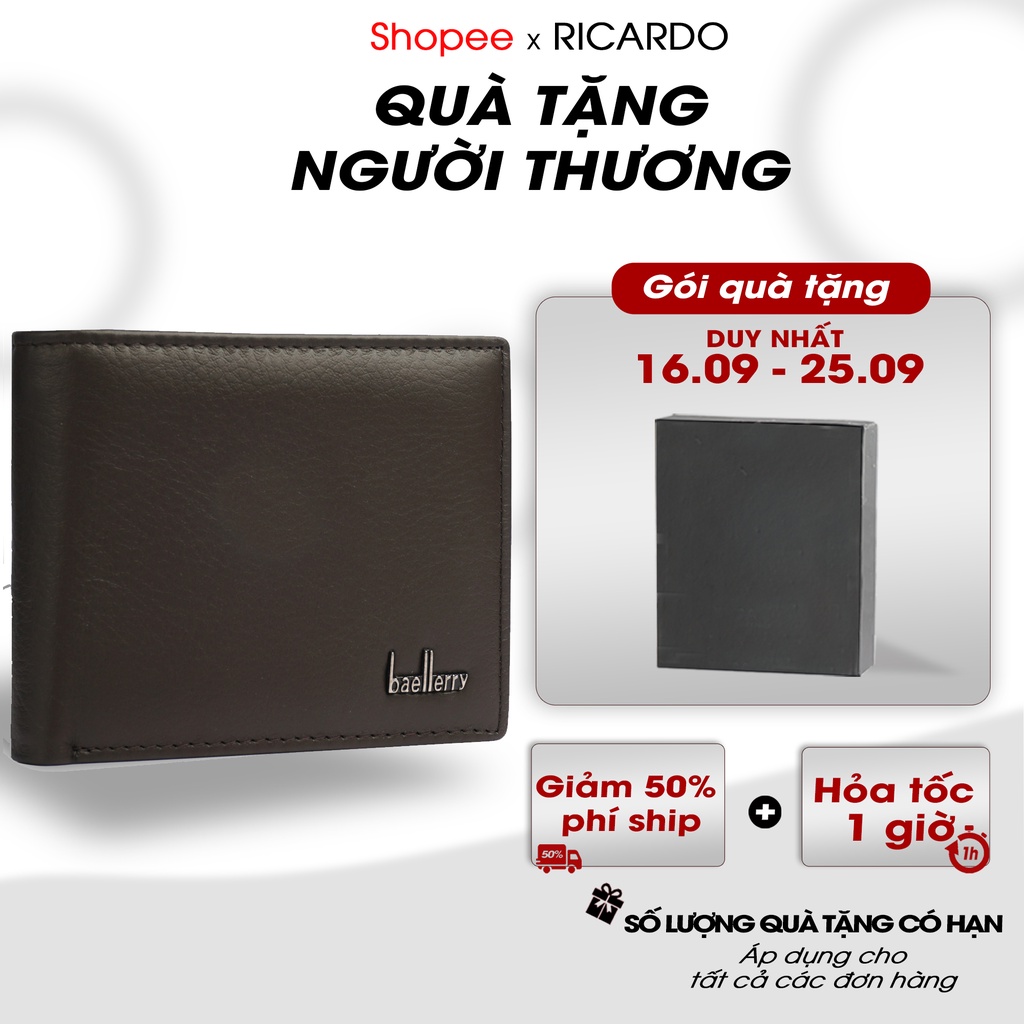 Ví Nam Da Bò BAELLY , Bóp Nam Da Kiểu Dáng Ngang Đựng Card,Đựng thẻ,Có Hộp Làm Quà Tặng - G1603