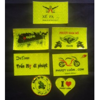 logo phượt , tem phượt , logo phản quang , tem xe Combo 7 chiếc logo