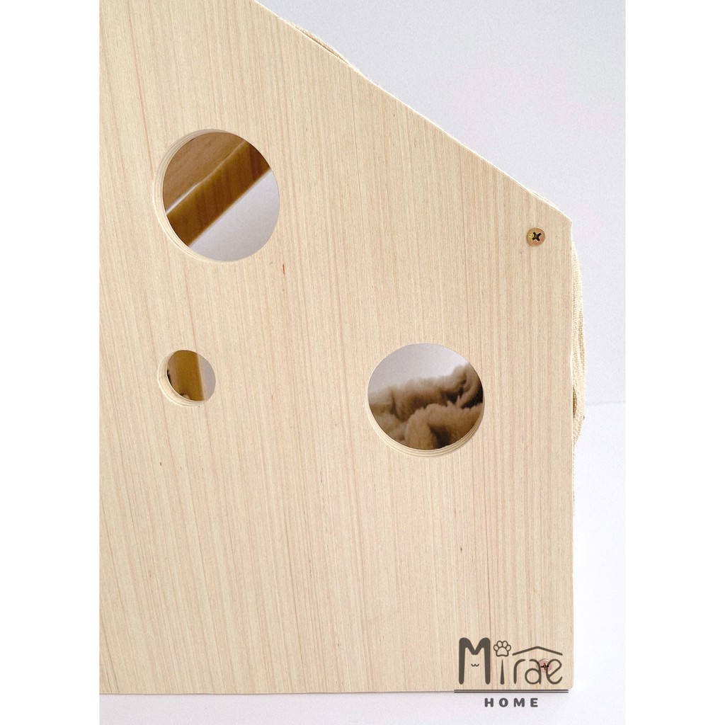 Nhà mèo, ổ nằm cho mèo gỗ Plywood nhập khẩu, vải canvas chắc chắc size to cho mèo đến 6kg Mirae Home MHCHPL02