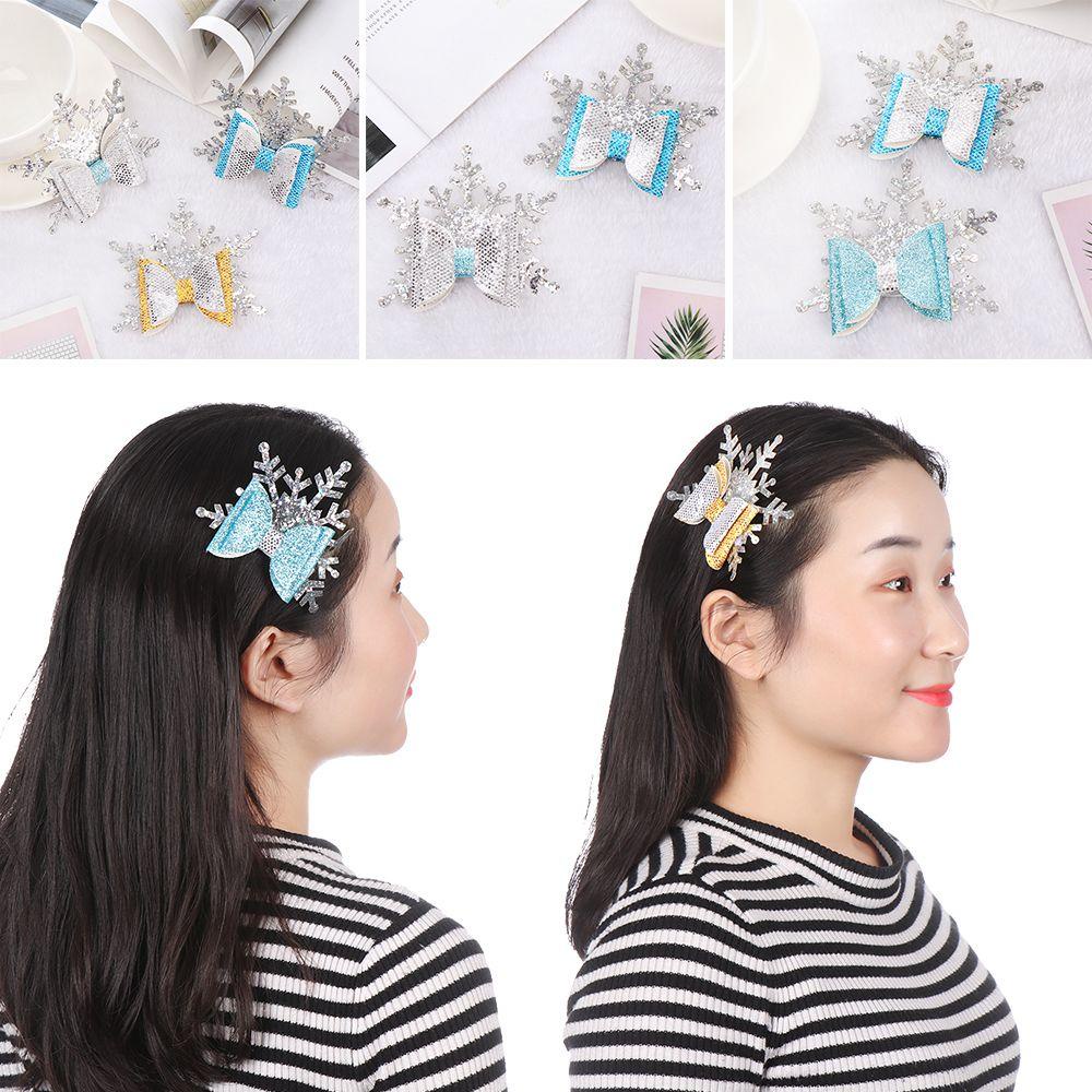 Kẹp Tóc Hình Bông Tuyết Hai Lớp Handmade LAYOR1|Kẹp Tóc Đính Đá Lấp Lánh