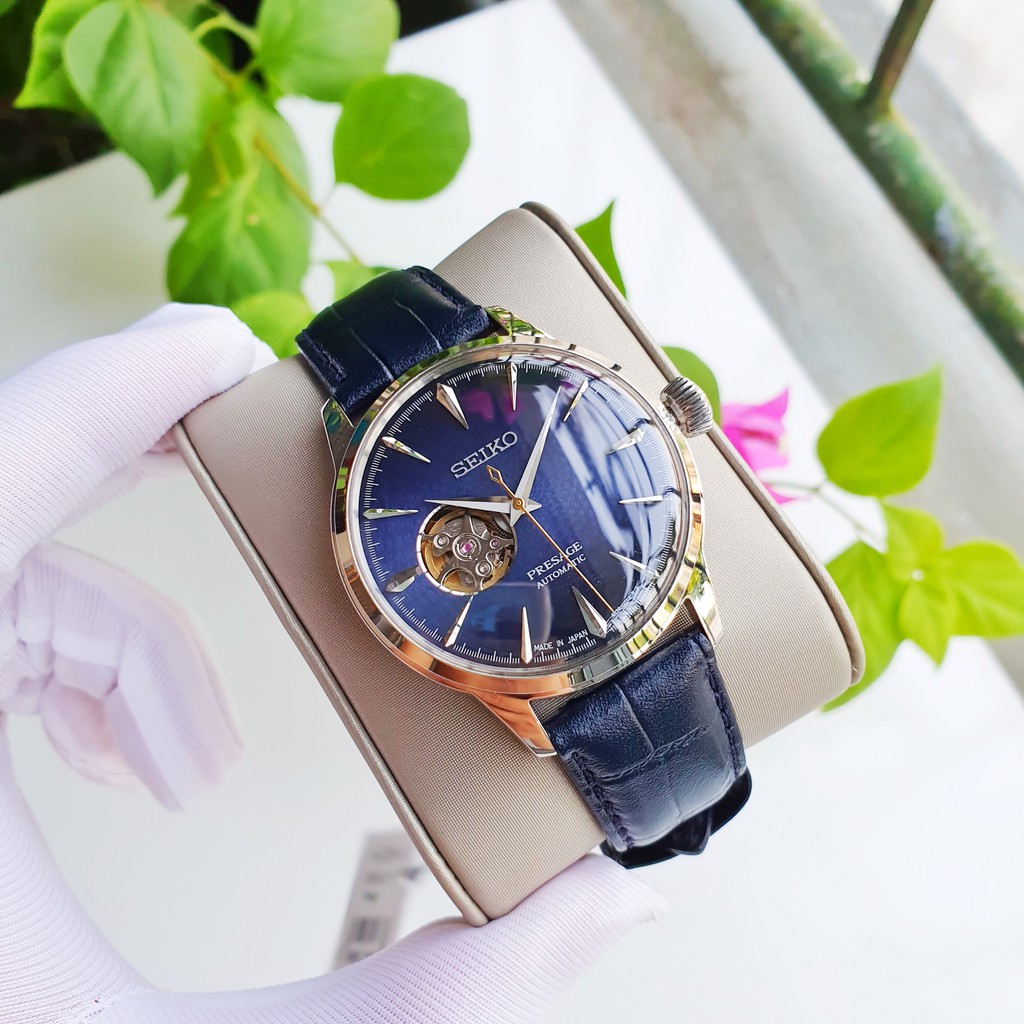 Đồng hồ Nam chính hãng Seiko Presage Cocktail SSA405J1 Automatic Mặt xanh-Máy cơ tự động-Dây da cao cấp-Size 40,5mm