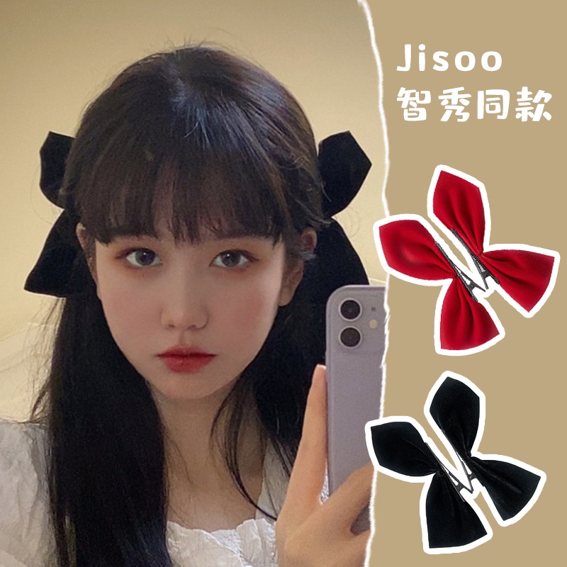 <2 Cái> Kẹp Tóc Nơ Màu Đỏ