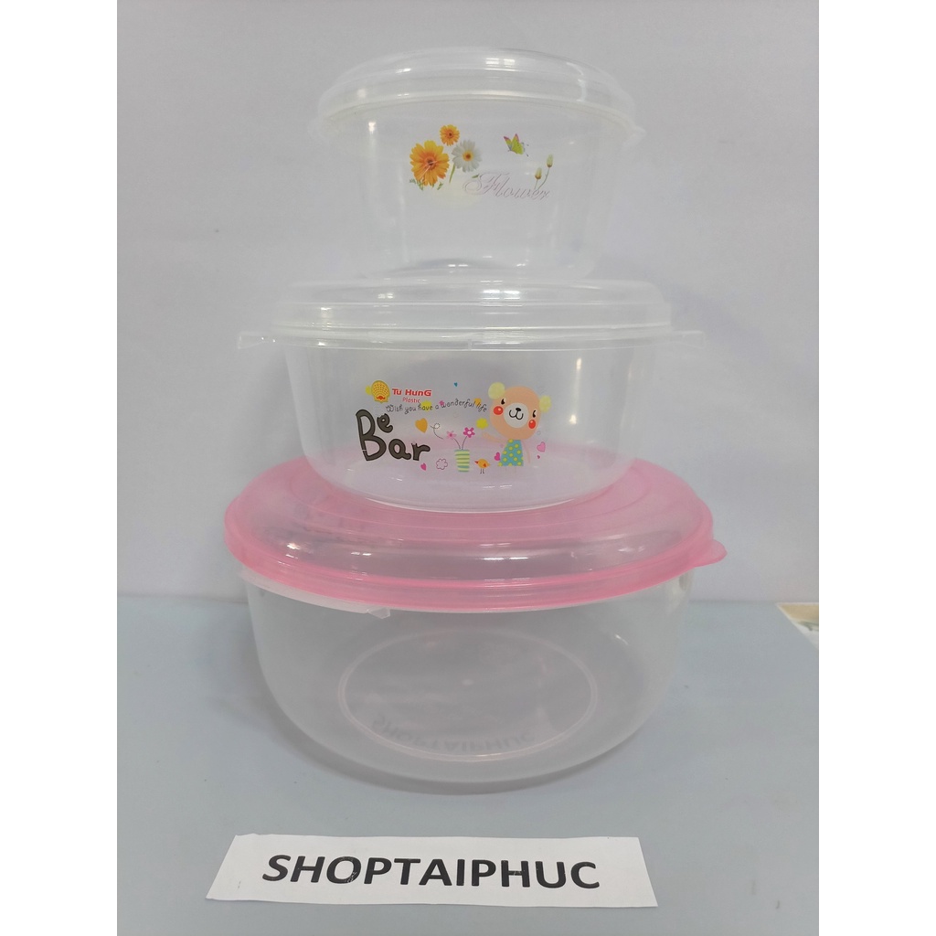 Hộp nhựa tròn đựng thức ăn - TÂN LẬP THÀNH - loại dày đủ size giao màu ngẫu nhiên