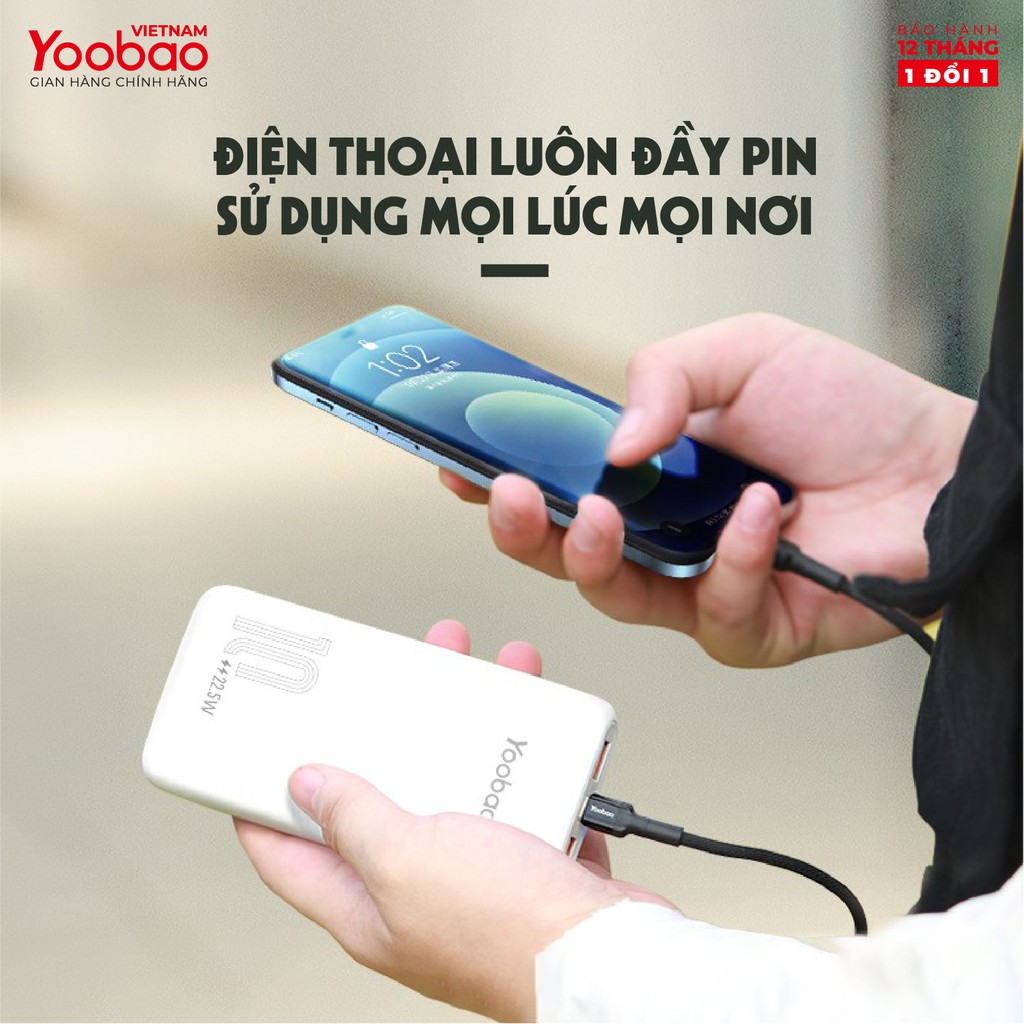 Sạc dự phòng 10000mAh Yoobao D10 2 cổng USB - Hàng chính hãng - Bảo hành 12 tháng 1 đổi 1