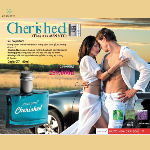 Nước Hoa  Nam Cherished singapore- Jolie Dion (Eau De Parfum "EDP" 60ml