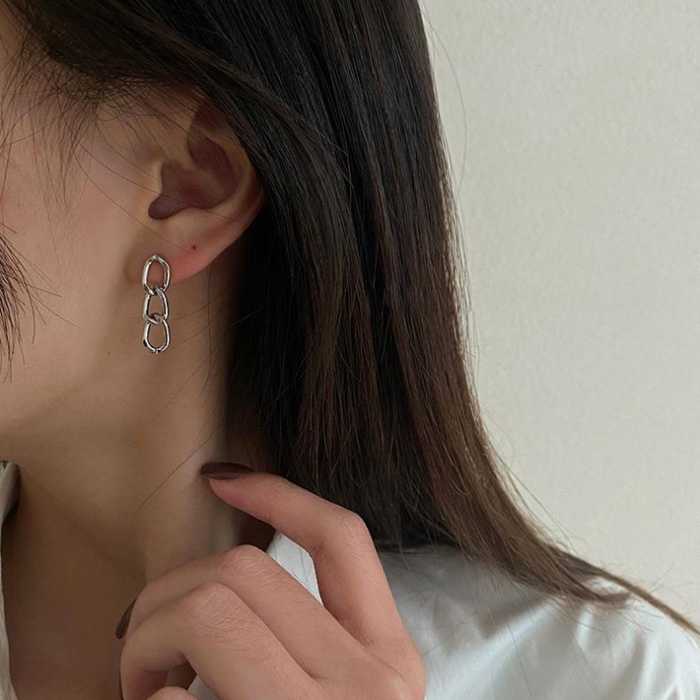 (061) Khuyên Tai Hình Mắt Xích Đơn Giản Phong Cách Âu Mỹ Cá Tính