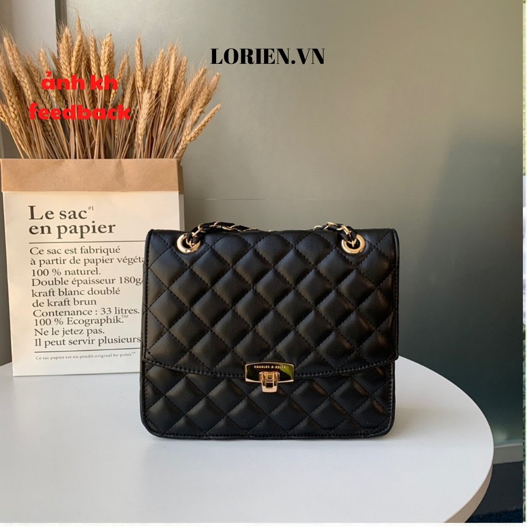 Túi xách nữ đeo chéo trần ô khoá gập xuất dư  size 24 hot hit có LOGO quai đan lụa mềm đẹp hàng cao cấp giá rẻ-LORIEN | BigBuy360 - bigbuy360.vn