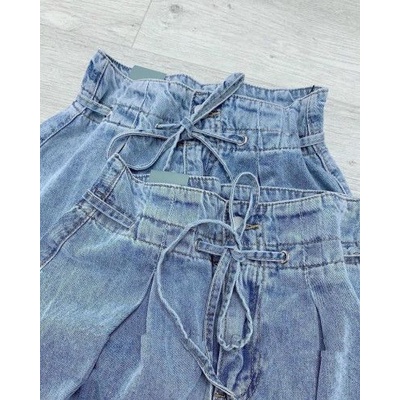 Chân váy bò ly đai dây dáng dài