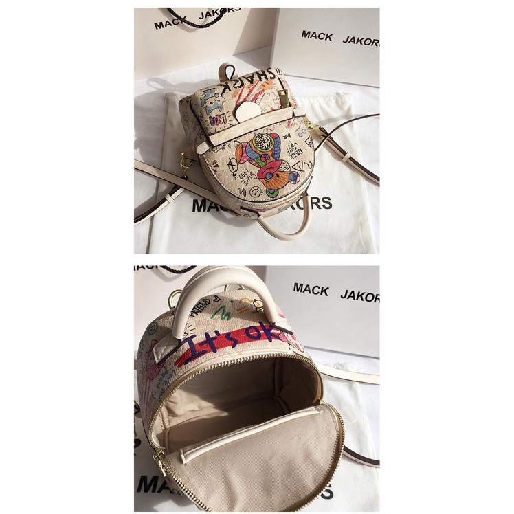 Balo da mini Chuwanglin họa tiết graffiti thời trang cho nữ