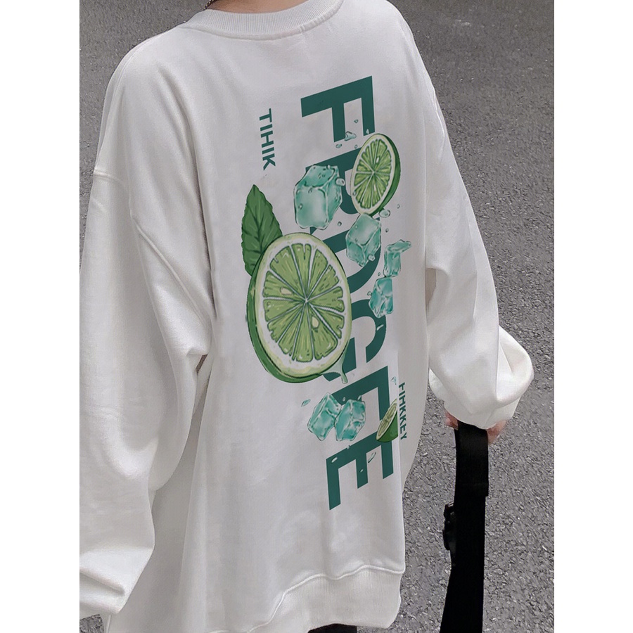 SELVZE Áo sweater Cotton Tay Dài Cổ Tròn Dáng Rộng Phong Cách Đường Phố Mỹ Chất Lượng Cao