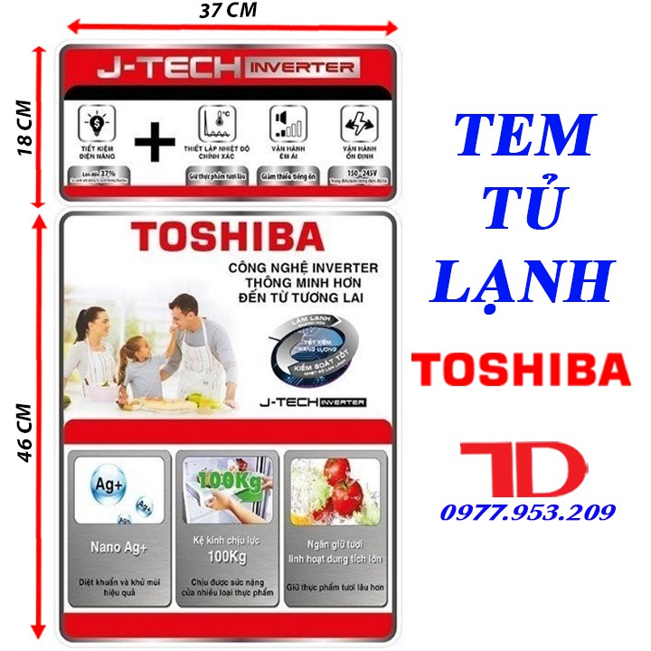 Miếng dán tủ lạnh TOSHIBA, tem dán trang trí tủ lạnh TOSHIBA mẫu 3