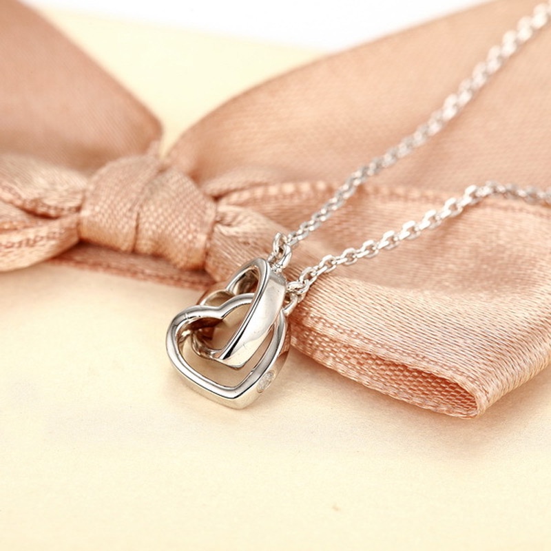 Dây Và Mặt Dây Chuyền Nữ Bạc Hiểu Minh DMD003 - Trái Tim Đôi - Bảo Hành Vĩnh Viễn ( Hàng Chính Hãng )