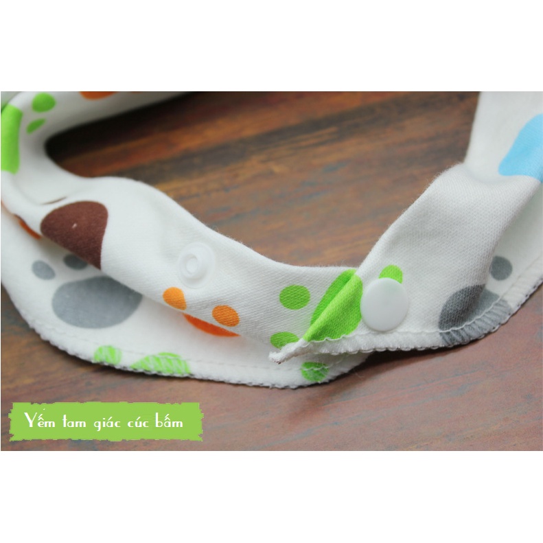 Yếm Tam Giác Cúc Bấm Cho Bé 2 Lớp Cotton