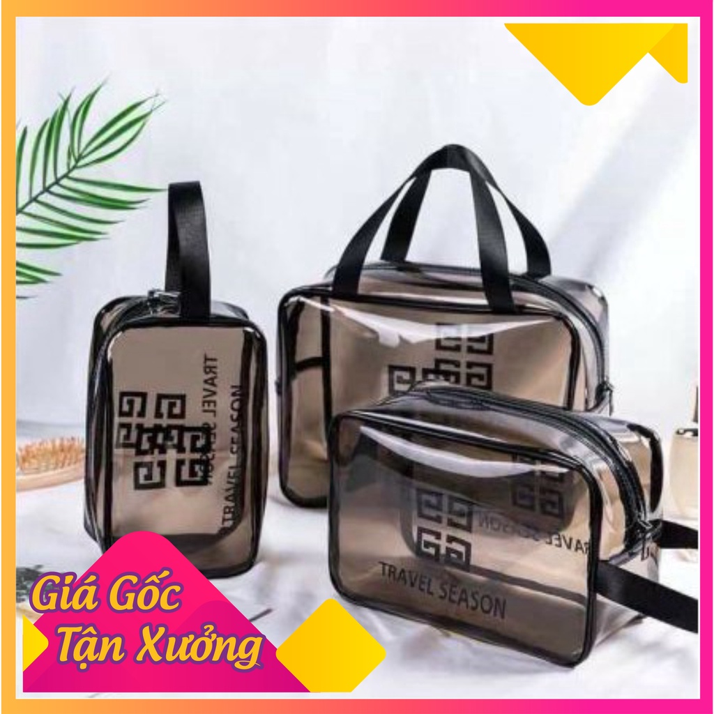 [XẢ LỖ] [Set 3 Túi] Túi Đựng Mỹ Phẩm Trong Suốt Chống Thấm Nước Đa Dạng Kích Thước Đi Biển Đi Bơi Tiện Lợi Du Lịch