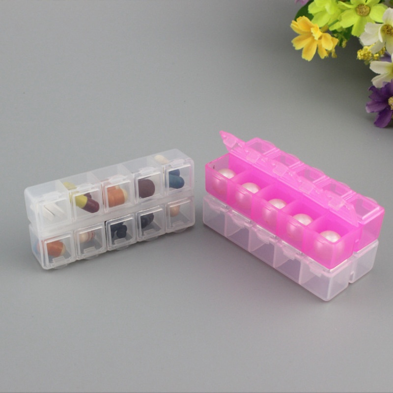 Hộp Nhựa Trong Suốt 10 Ngăn Đựng Trang Sức Tiện Dụng