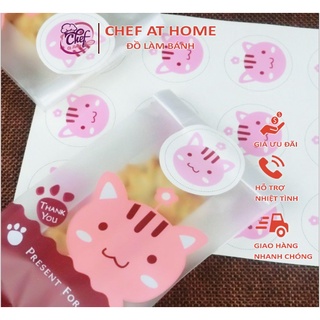 Sticker (tem dán) hình mèo hồng