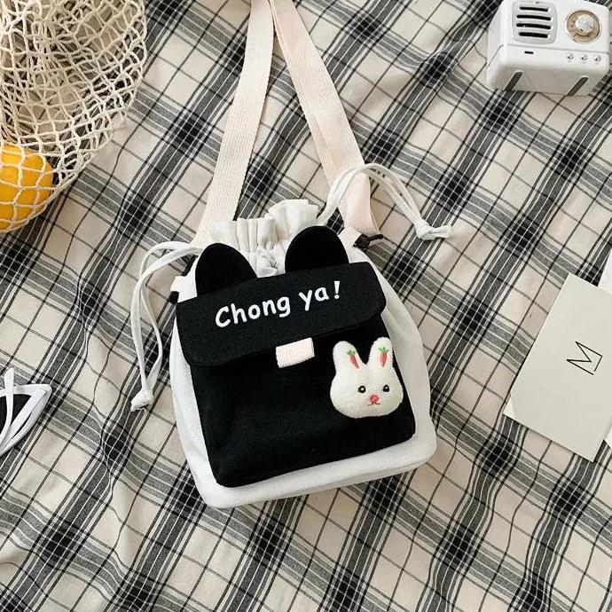 Túi đeo chéo vải canvas phong cách Nhật Bản xinh xắn thời trang dành cho nữ