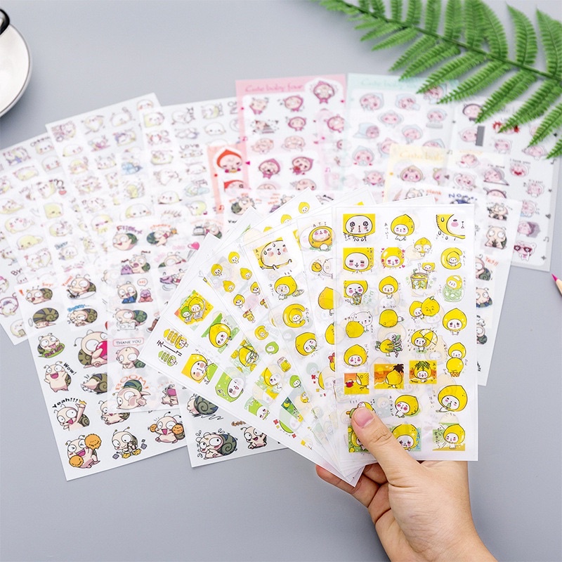 Set 6 tấm sticker dán nhiều hình dễ thương được chọn mẫu