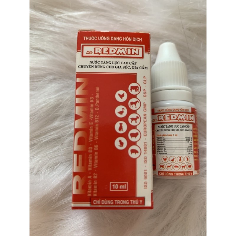 10ml REDMIN - bổ sung vitamin cần thiết cho gà, vịt, ngan, cút, chó, mèo, heo, cừu, dê