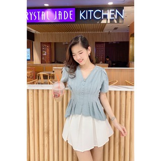 Áo sơ mi ngắn tay xếp ly thân - 92Wear