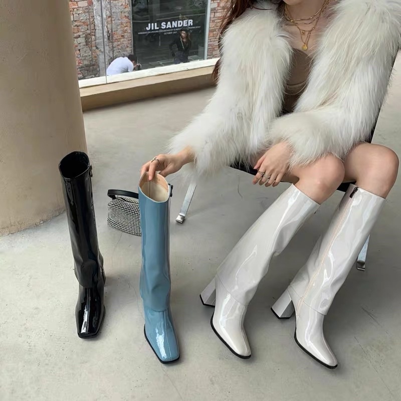 Boot cao gót nữ Ulzzang Hàn Quốc BORA SHOP gót vuông khoá sườn order